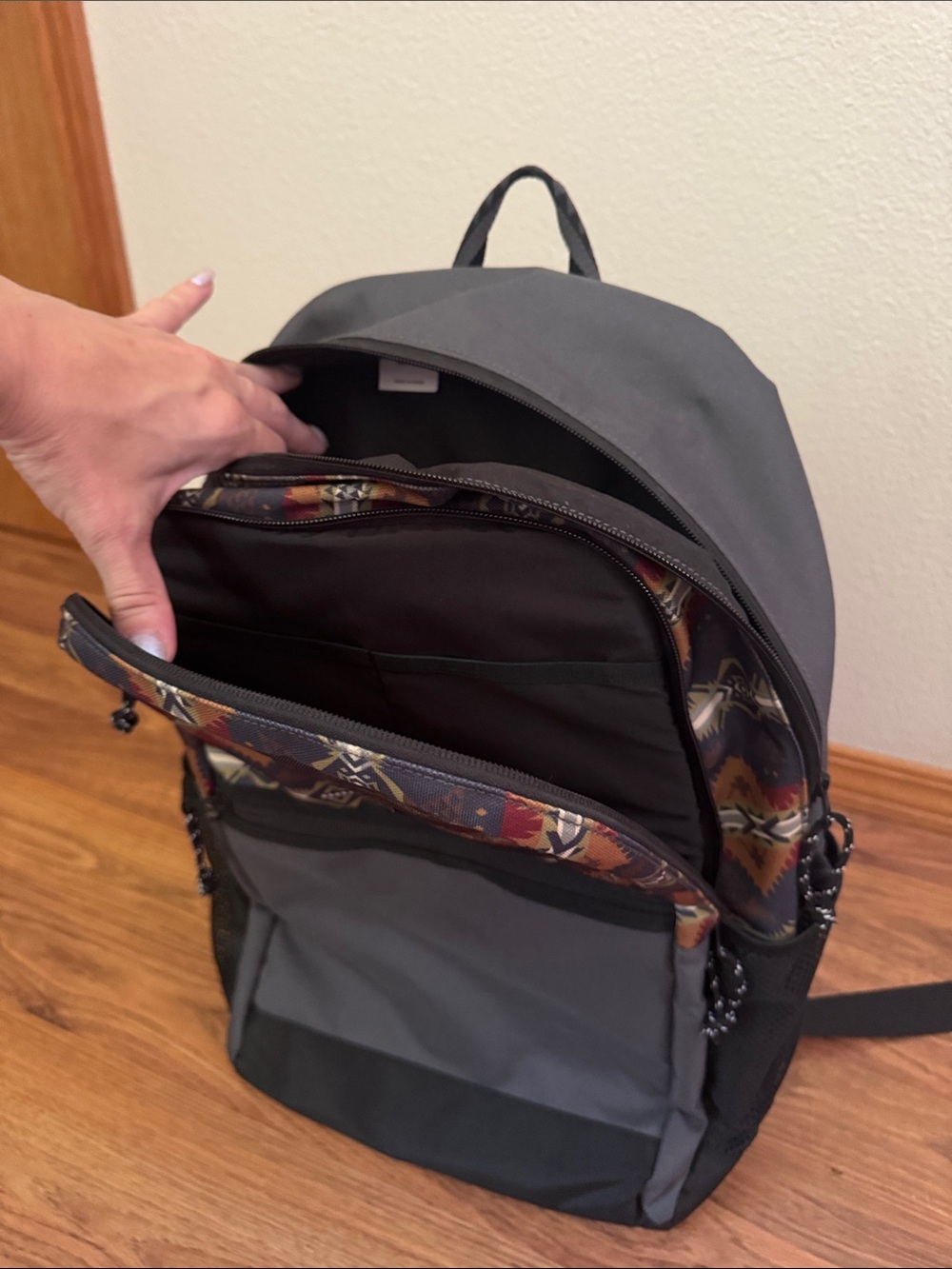 Pendleton Men's Aztec Print Gray, Brown & Red Backpack - Picture 4 of 5